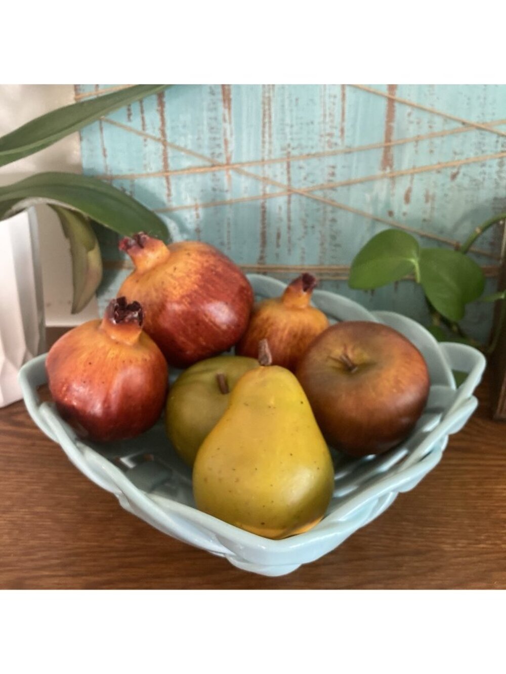 VTG Realistic Faux Display Fruit 6 Pc Assorted Apple Pomegranate Pear Fall Decor
